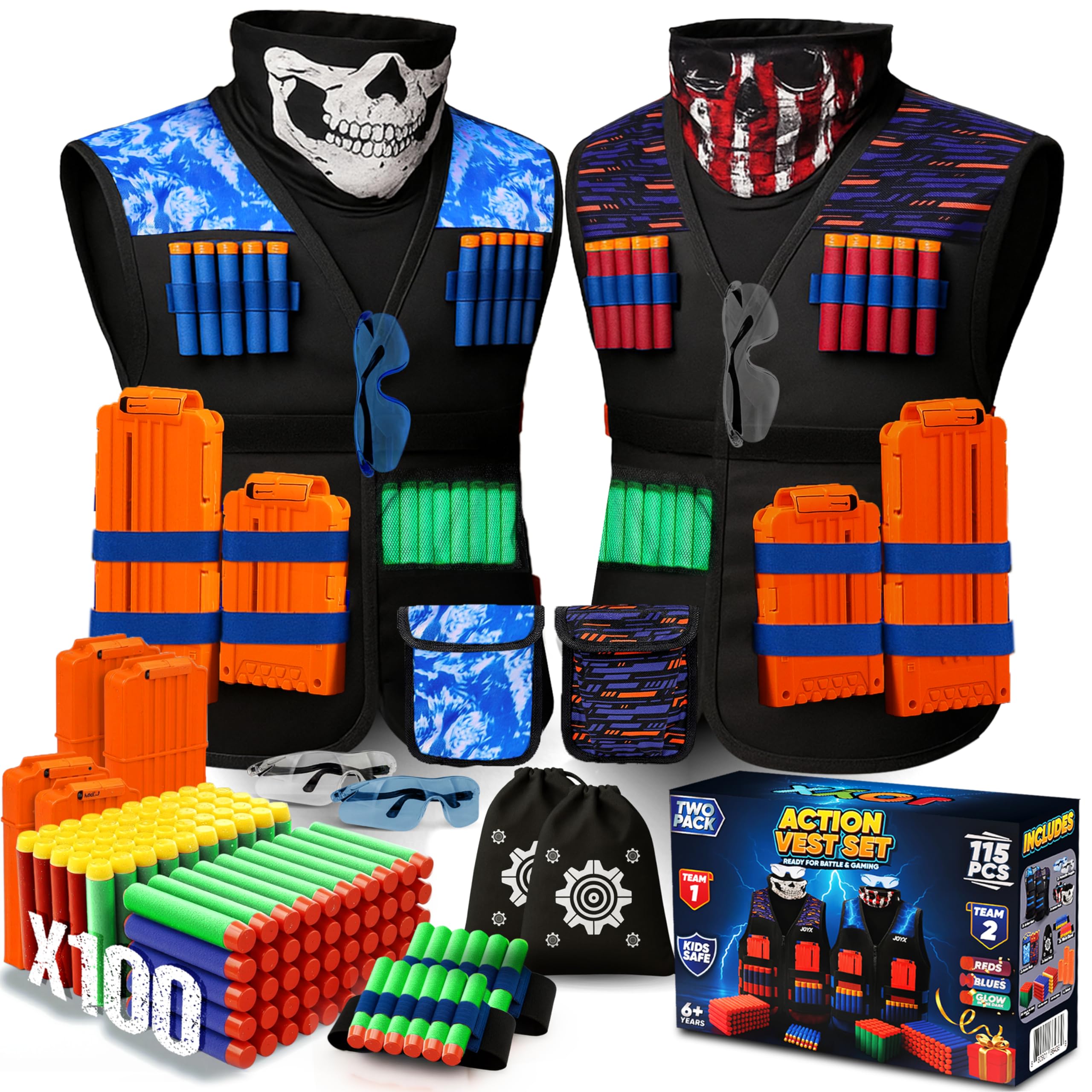 NERGY ジム　セット Amazon.com: JoyX 2-Pack Tactical Vest Kit for Kids with Glow-in